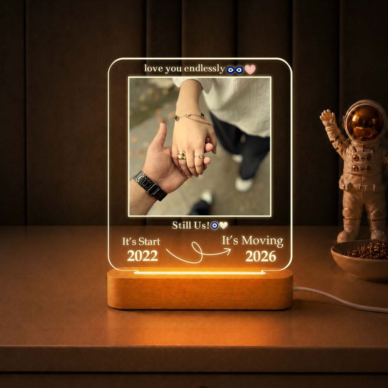 Personalized Still Us Love Story Acrylic Light Anniversary & Relationship Journey Picture Frame Lamp Couples Gift for Valentines, Long Distance, Engagements & Anniversaries